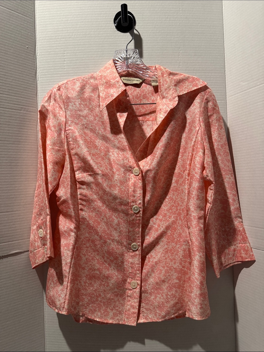 100% Silk Pink Floral Summer Office Blouse
